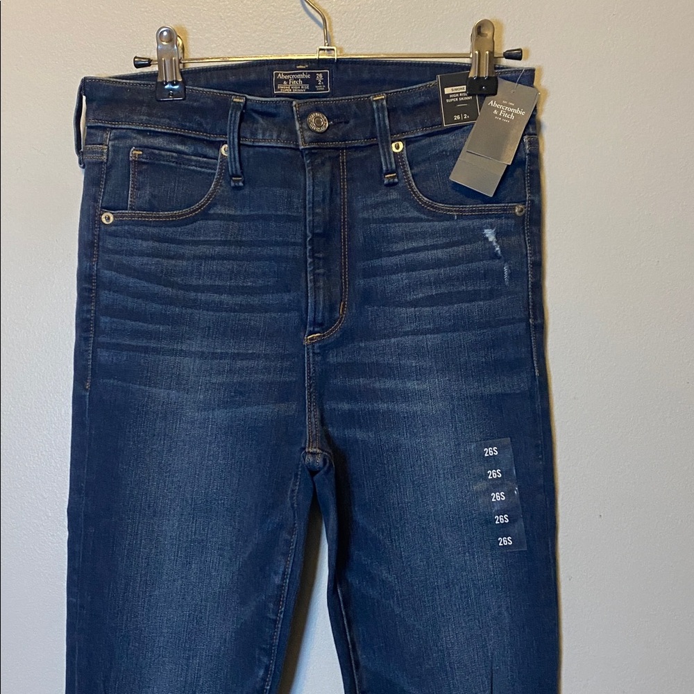 Abercrombie Simone High Rise Super Skinny Jeans NWT 26 SHORT 2S Blue Distressed - Picture 4 of 17